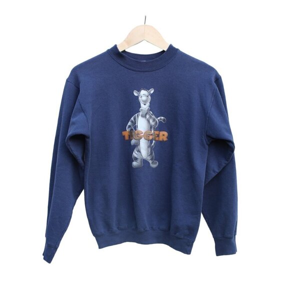Vtg Disney Tigger Winnie The Pooh blue Sweatshirt crew neck Small Long Sleeve - Picture 1 of 8